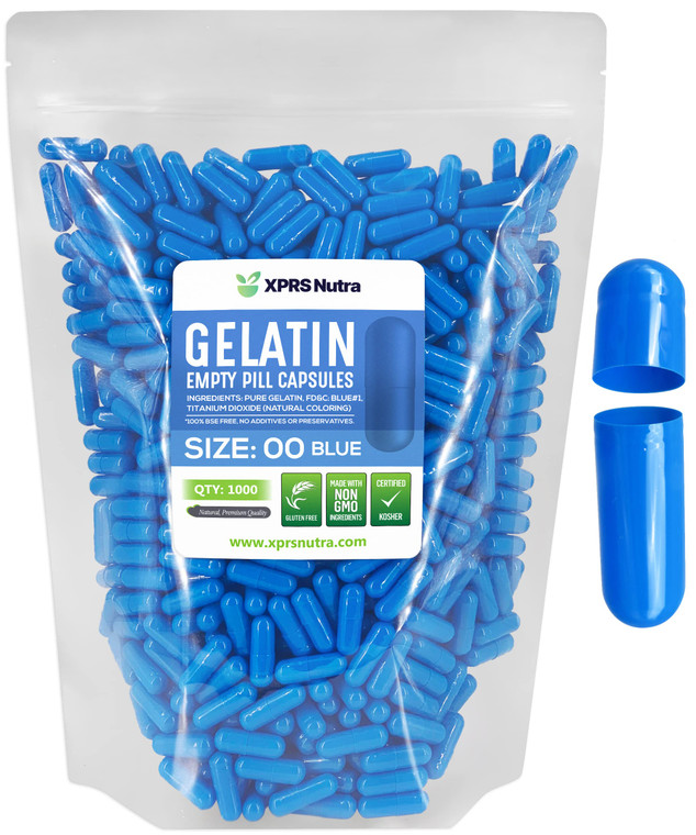XPRS Nutra Size 00 Empty Capsules - 1000 Count Empty Gelatin Capsules - Pills DIY Capsule Filling - Fillable Gel Caps for Do-It-Yourself Supplements