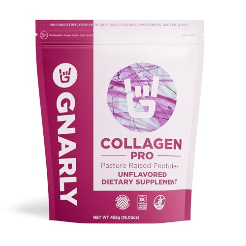 Gnarly Nutrition Collagen Peptides  Gnarly Collagen Pro with Vitamin C, Zinc & Copper  NSF Sport Certified, Protein Synthesis Vitamin Powder  Unfl