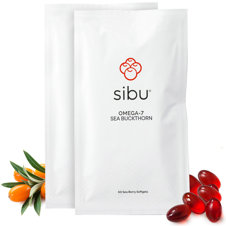 sibu Sea Buckthorn Omega-7 Softgels (60-Day Refill Sachet)  Supplement for Healthy Skin, Hair, Nails and Dryness