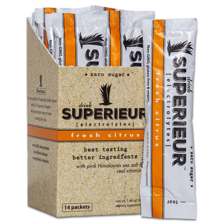 Superieur Electrolyte Powder Packets - Vegan Electrolyte Hydration Powder w/Sea Minerals - Keto Friendly, Non-GMO, Zero Sugar Electrolyte Supplement