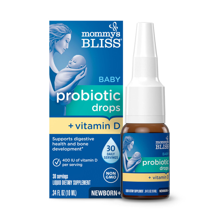 Mommy's Bliss Baby Probiotics + Vitamin D Drops, Supports Digestive Health & Immune Function*, 400IU Vitamin D , Supports Bone Development*, Newborns