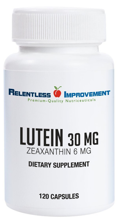 Relentless Improvement High Potency 30mg Lutein Plus 6mg Zeaxanthin 120 Vege-Capsules Natural Marigold Extract for Eye Health No Fillers 100% Active