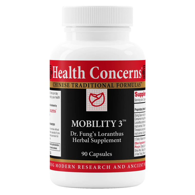 Health Concerns Mobility 3  Joint & Muscle Support  Herbal Stiffness Supplement for Men & Women  Dong Quai, Ginseng, Fo-Ti, Loranthus & Ginger For