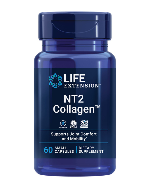 Life Extension NT2 Collagen, Joint Health Supplement for Joint Comfort & Mobility, Gluten-Free, Non-GMO, 1 Daily, 60 Small Capsules