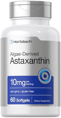 Horbäach Astaxanthin 10mg | 60 Softgels | Algae Derived Formula | Non-GMO, Gluten Free Supplement