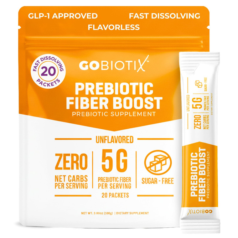 GoBiotix Fiber Supplement Powder with Prebiotics for Digestive Health and GLP-1 Support, Soluble Fiber for Gut Health & Debloat, Keto, Vegan, Gluten