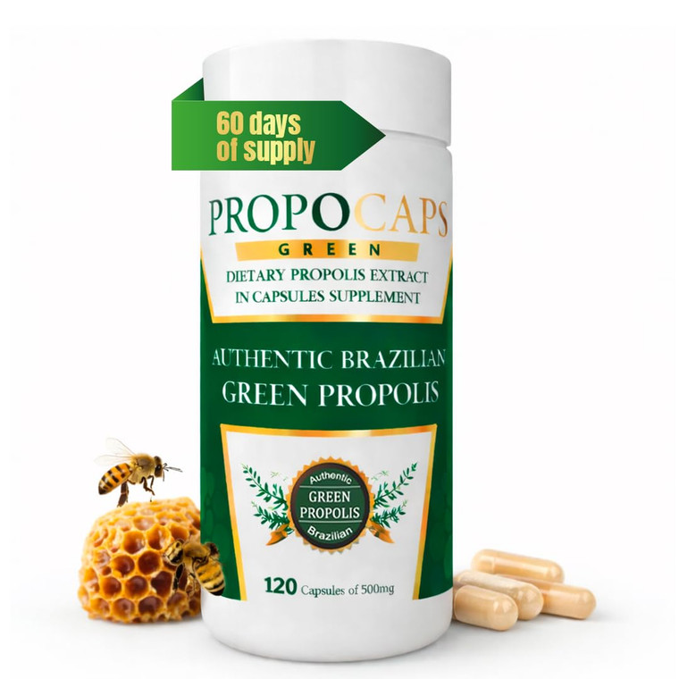 Beelife Green Propolis Capsules- 100% Green Propolis and Bee Pollen Capsule Supplement- Propolis Extract, Authentic Brazilian - Certified ISO 22000,