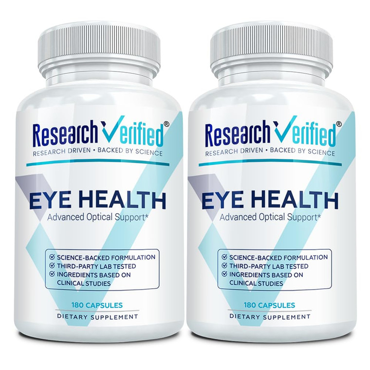 Research Verified Eye Health - Nourish and Protect Eyes and Vision, Support Healthy Retina, Improve Blood Supply to Eyes - Vitamins A, B, C, and E -