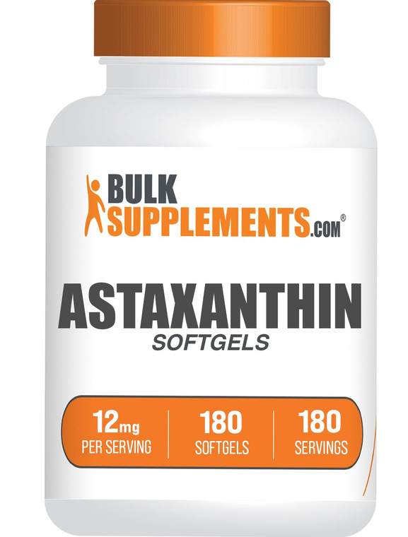 BulkSupplements.com Astaxanthin 12mg Softgels - Astaxanthin Supplements, Antioxidant Source - Gluten Free, 1 Softgel per Serving, 180 Count (Pack of