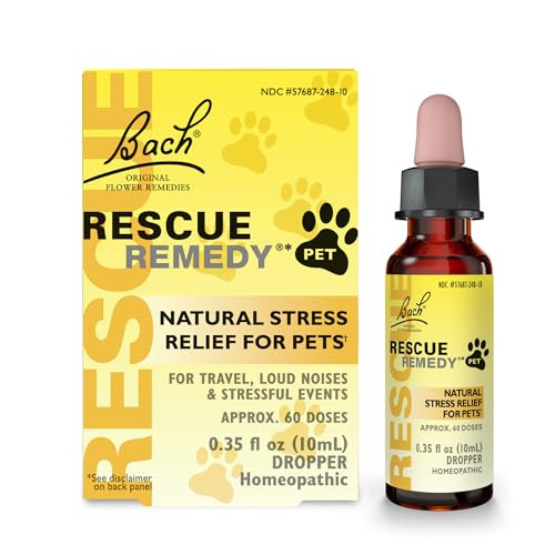 Rescue Remedy Pet Dropper - 10mL - Stress & Tension Support for Dogs & Cats with Bach Natural Flower Essences - Sedative-Free, Homeopathic Liquid For