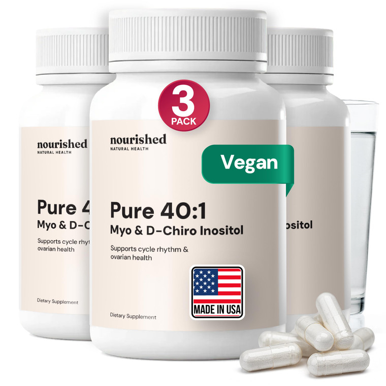 Nourished 40:1 Myo-inositol & D-Chiro Inositol - Supplement for Women with Fertility, Skin Health, or Menstrual Cycle Symptoms - Hormone Balance for