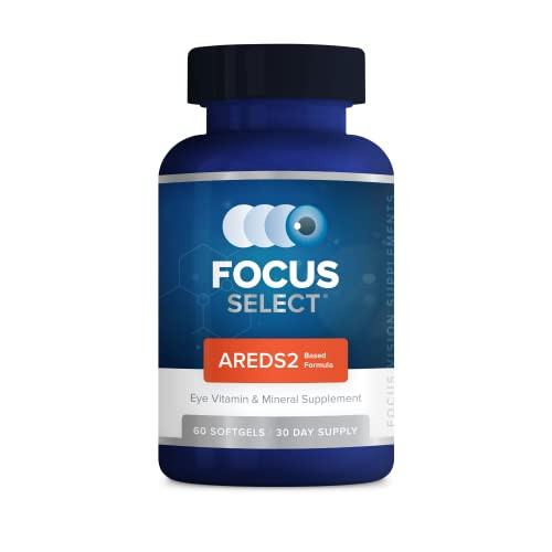 Focus Select AREDS2 Based Eye Vitamin-Mineral Supplement - AREDS2 Based Supplement for Eyes (60 ct. 30 Day Supply) - AREDS2 Based Low Zinc Formula -