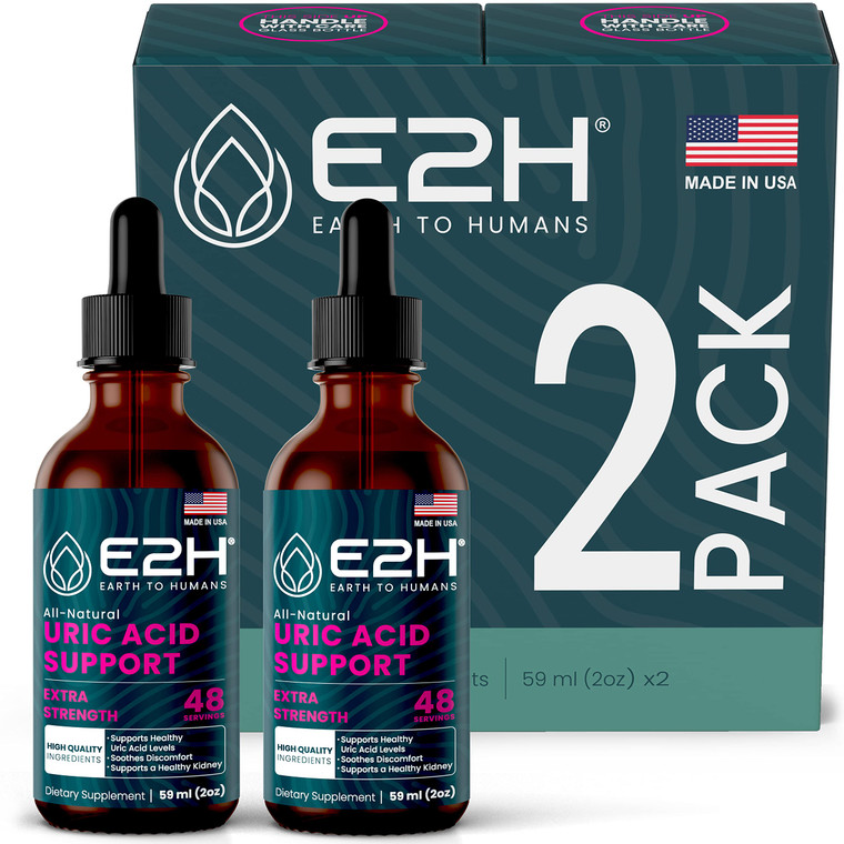 E2H Uric Acid Support Supplement - Tart Cherry and Devils Claw - Supports Uric Acid Health and Kidney Function Non-GMO - Vegan - (2 Bottles)