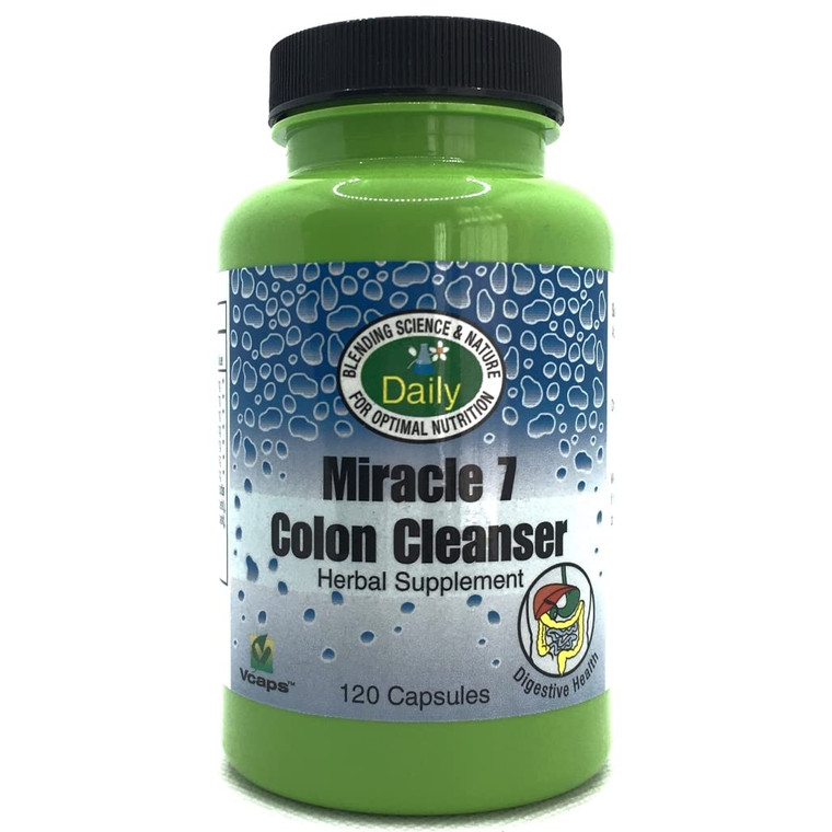 Daily Manufacturing Miracle 7 Colon Cleanser (Wheat Grass, Acidophilus, Apple Fiber, Gentian, Goldenseal Root, Buckthorn, Rhubarb, Cascara Sagrada,