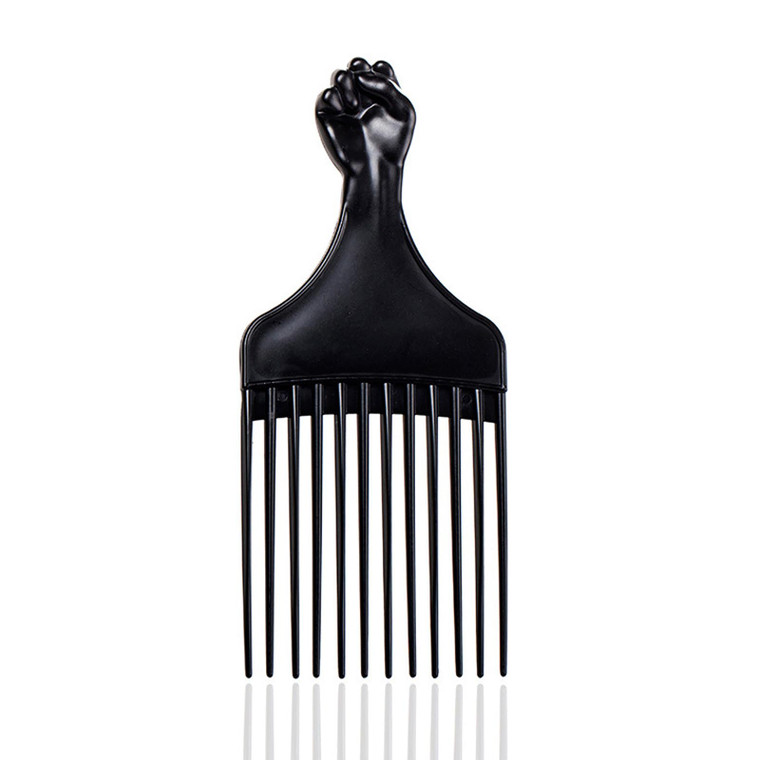 Black Soft 'N Style Hair Pick for Styling Women's and Men's Curly Hair, Plastic Detangler for Wigs, Braids, and Afros