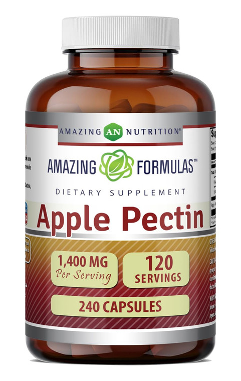 Amazing Formulas Apple Pectin 1400 Mg per Serving Supplement | Capsules | Non-GMO | Gluten-Free | Made in USA (1 Pack | 240 Capsules)