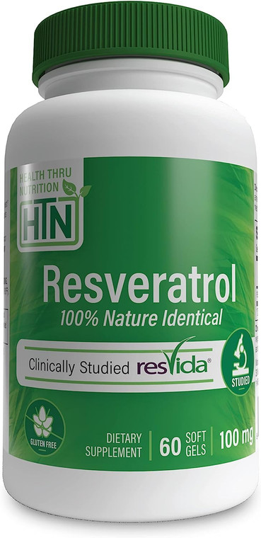 Health Thru Nutrition Resveratrol as ResVida 100mg Trans-Resveratrol | Supports Healthy Aging, Cellular Energy Production and Metabolism | Clinically