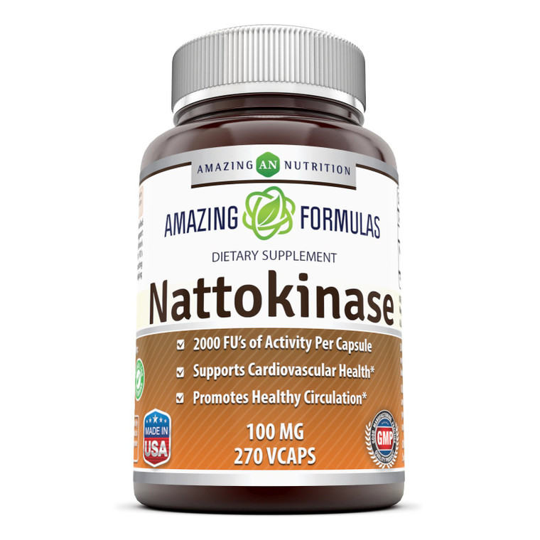 Amazing Formulas Nattokinase Dietary Supplement 100 mg Veggie Capsules Supplement | 2000 FU Enzyme Activity | Non-GMO | Gluten Free | Made in USA (27