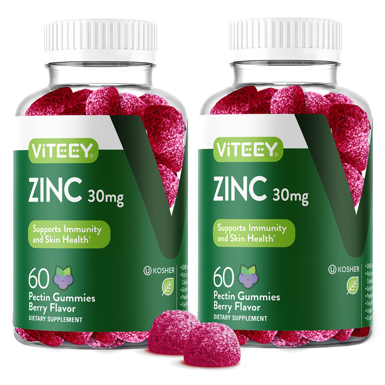 Viteey Zinc Gummies for Men and Women - Zinc Supplements 30mg - Immune Boost & Skin Health - Vegan, Gluten Free - 120 Count