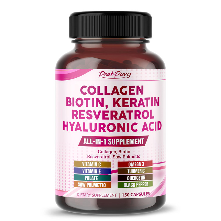 PEAKPURY Collagen Biotin Resveratrol Saw Palmetto - Skin, Joint Health Support