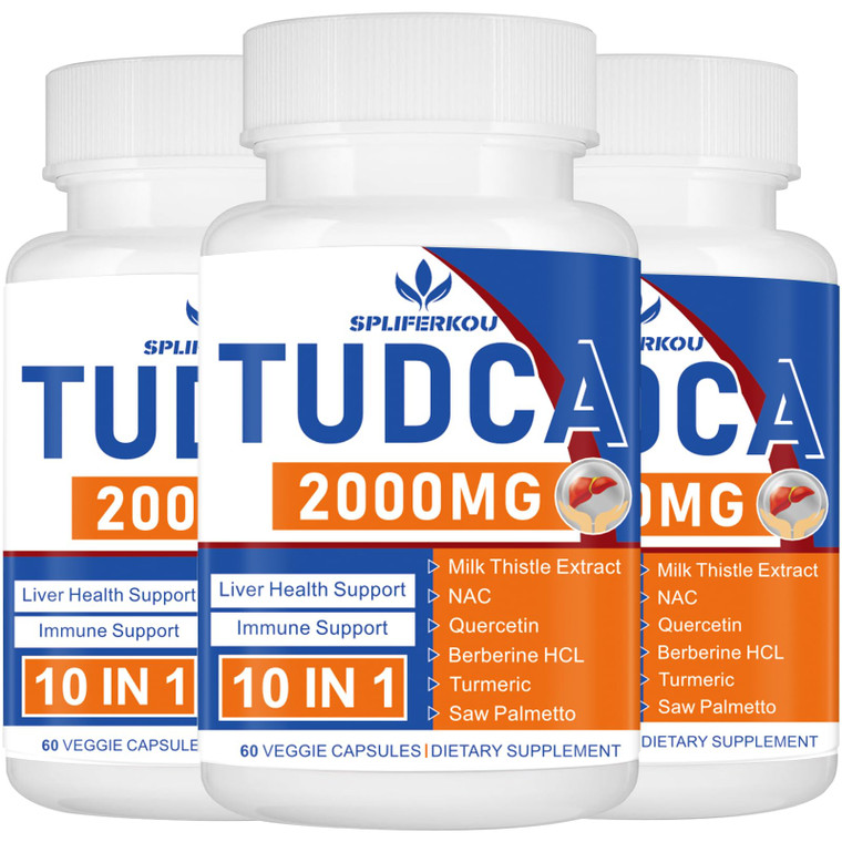 Spliferkou 2000mg Tudca Liver Support Supplement, Tudca Bile Salt with Milk Thistle and Nac,180 Capsules for 90 Days,Support for Liver, Detoxificatio