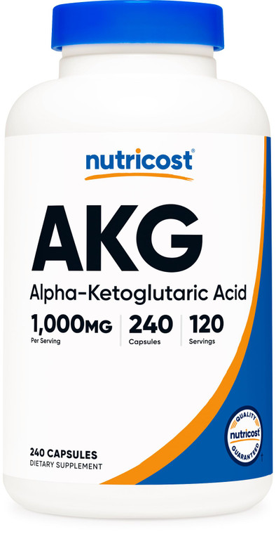 Nutricost AKG Alpha Ketoglutaric Acid Supplement 1,000 mg, 240 Capsules, 120 Servings Per Bottle - Powerful Precursor to Glutamine & Arginine, Energy