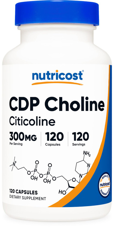 Nutricost CDP Choline (Citicoline) 300mg, 120 Vegetarian Capsules - Non-GMO, Vegetarian Friendly, Gluten Free