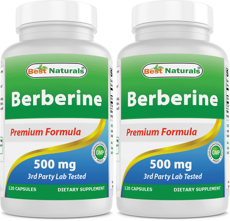 Best Naturals Berberine 500mg 120 Capsules - Supports Immune Function, Cardiovascular & Gastrointestinal Function (120 Count (Pack of 2))