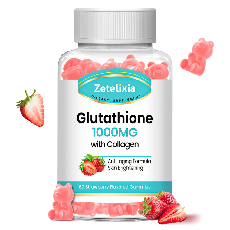 Zetelixia Glutathione Collagen Gummies, Collagen Gummies with Vitamin C, Glutathione Supplement for Women, Hair Skin Nails Muscle & Joint, Anti-Aging