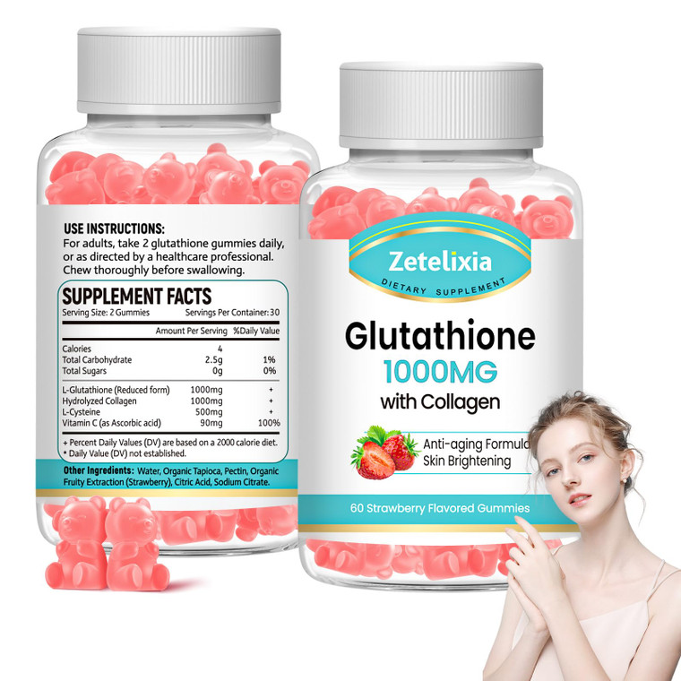 2 Pack Glutathione Collagen Gummies, Collagen Gummies with Vitamin C, Glutathione Supplement for Women, Hair Skin Nails Muscle & Joint, Anti-Aging, V