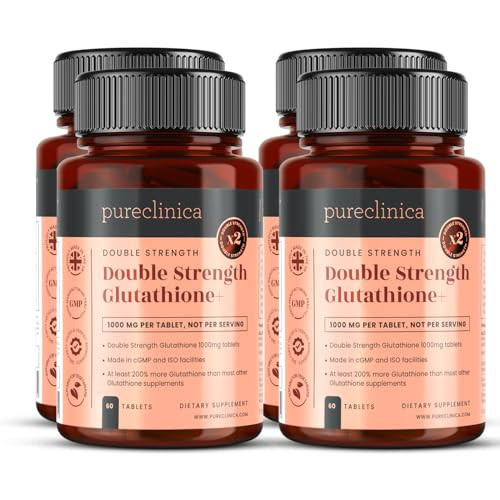Glutathione 1000mg x 240 Tablets (4 Bottles of 60)- w/500mg Glutathione, 300mg ALA, and 200mg VIT C per Tablet