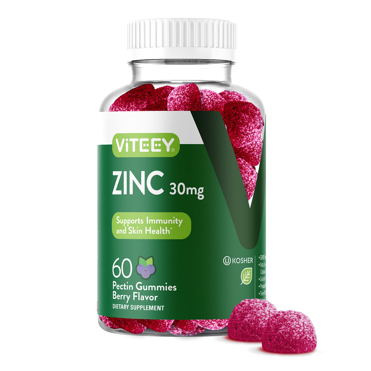 Viteey Zinc Gummies for Women and Men - Immune Support Supplement - 30mg - Vegan, Gelatin Free, Non GMO - 60 Count