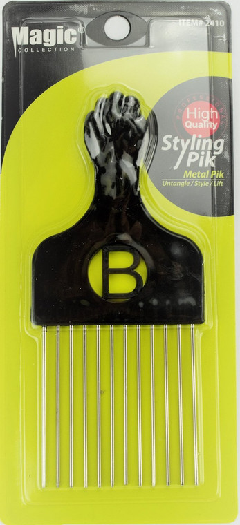 Pro Grade Magic High Quality Hair Pick Afro Pick Styling Pik Metal Pik (Pack of 1) 6.65 Inch