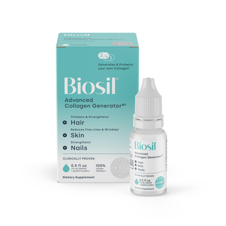 Biosil Collagen Booster Supplement - 0.5 fl oz Drops - Patented ch-OSA Activator for Skin, Hair, Nails & Joints - Supports Natural Production - 30-Da