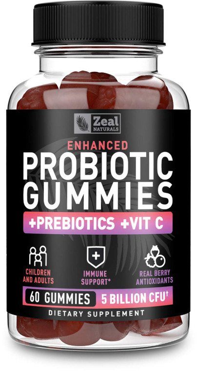 Probiotic Gummies for Adults and Kids (60 Count | 5 Billion CFU) w/Organic Berry Antioxidants & Vitamin C for Immune Support and Digestion gummy- Pre