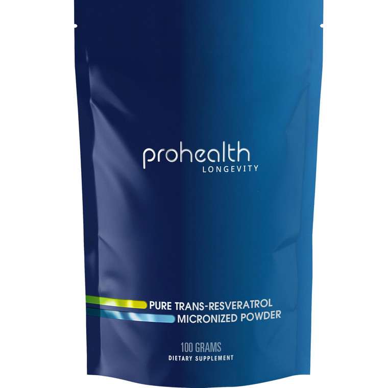 ProHealth Longevity Bulk Trans Resveratrol Powder 100 Grams - Pure Pharmaceutical Grade, 1000 mg per Scoop, Superior Absorption and Bioavailability