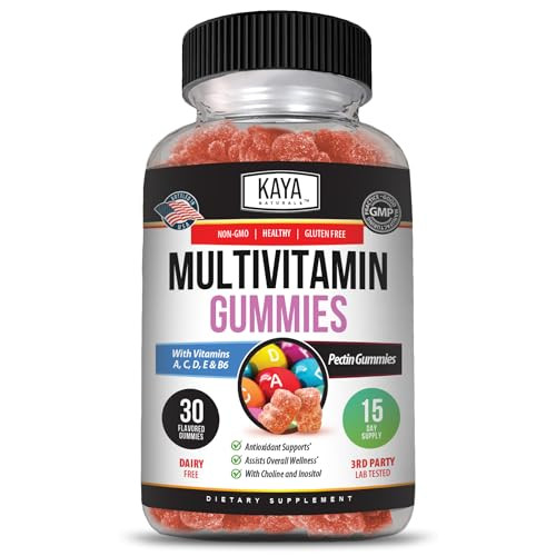 Kaya Naturals Adult Multi Vitamin Gummy, Biotin, Vitamin A, B-12, C & E, Including Zinc, Folic Acid, Strawberry Flavor - Gluten-Free Multivitamins Sw