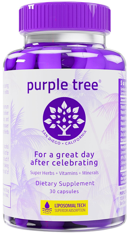 purple tree Post-Celebration Wellness Supplement for Liver Support & Hydration | Liposomal Dihydromyricetin (DHM), L-Glutathione, Milk Thistle, B Vit