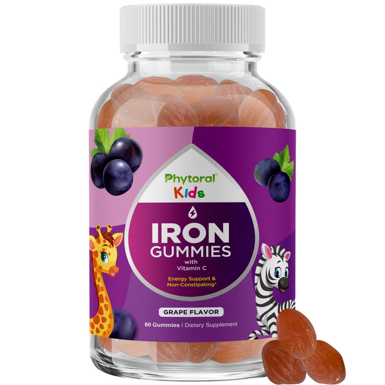 Kids Iron Gummies with Vitamin C - Blood Builder Iron Supplements for Kids with Gentle for Stronger Immunity & Energy Support - Vitamin B6, B12, A, N