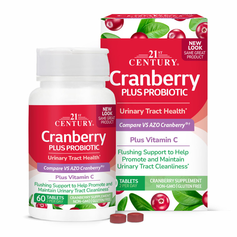 21st Century Cranberry Plus Probiotic Tablets, 60 Count