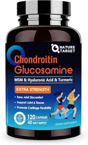 NATURE TARGET Glucosamine Chondroitin MSM, Joint Support Supplement, Shellfish Free, Turmeric Boswellia, Hyaluronic Acid, Collagen, Calium for Cartil