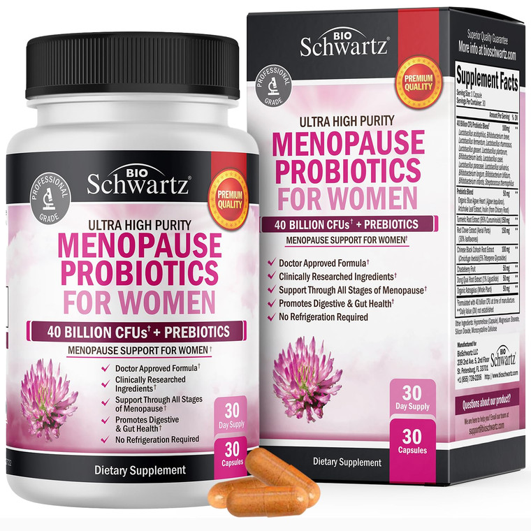 Menopause Supplements for Women - 40 Billion CFU Menopause Probiotics for Women - Support for Hot Flashes Night Sweats Mood Swings and Balance - Non-