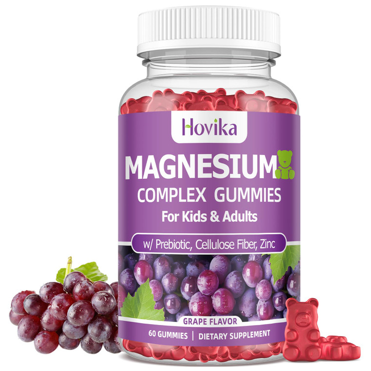 Magnesium Gummies for Kids - Magnesium Glycinate, Citrate, Prebiotic, Zinc - Kids & Adults Magnesium Complex Calm Gummies for Nerve Bone & Muscle Hea