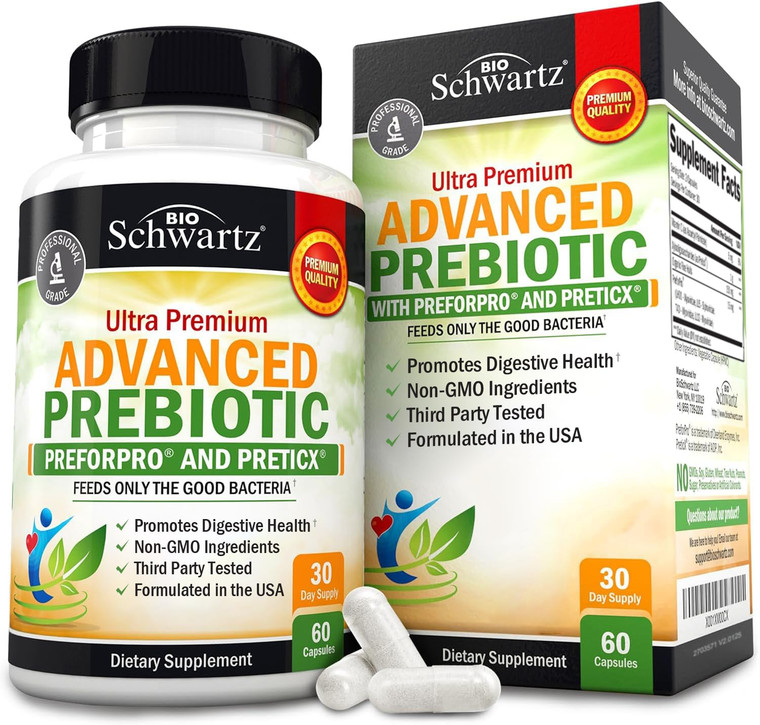 Advanced Prebiotics for Digestive Health - Fast Acting Gut Health Supplement with Clinically Validated Prebiotics for Women & Men for Healthy Gut Flo