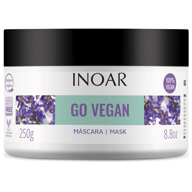 Inoar  Go Vegan Anti-Frizz Hair Mask, Frizz Free Hair, Strengthen Hair, Curly Hair Care, Vegan Hair Product, Silicone and Paraben Free, Cruelty Free