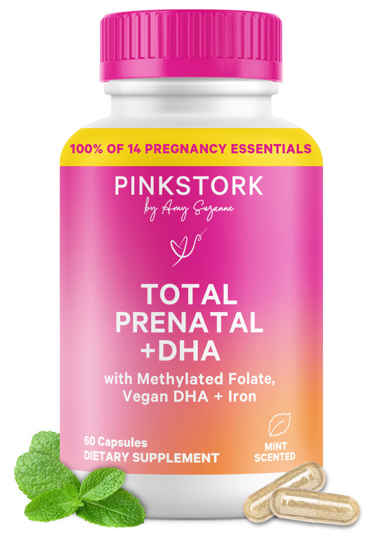Pink Stork Total Prenatal Vitamins for Women | DHA, Folate, Iron, Choline, & Vitamin B12 | Preconception Nutrition | Prenatals for Women, Pregnancy E