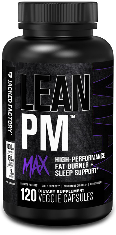 Jacked Factory Lean PM Max - High-Performance Weight Loss, Sleep Support, Fat Burner, & Appetite Suppressant for Men and Women w/Melatonin, Magnesium