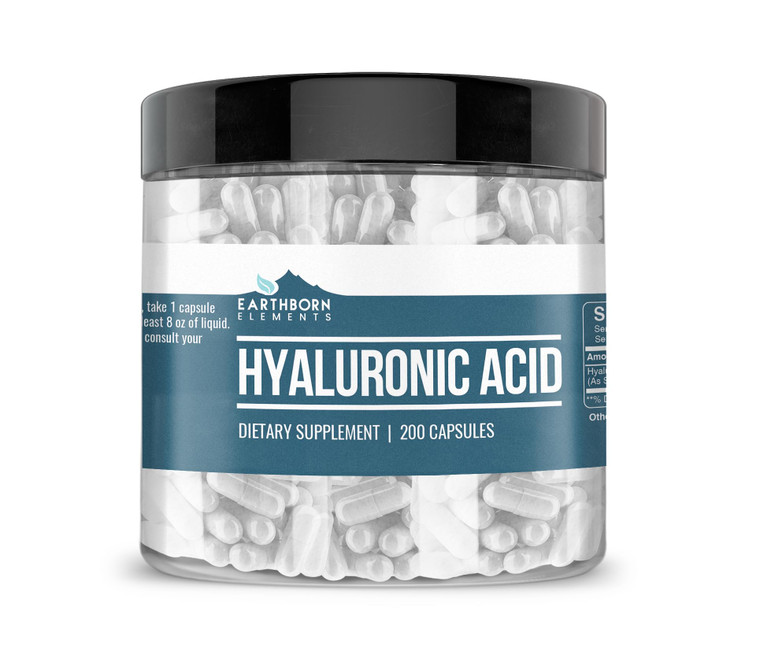 Earthborn Elements Hyaluronic Acid 200 Capsules, Pure & Undiluted, No Additives