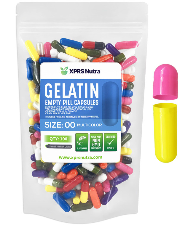 XPRS Nutra Size 00 Empty Capsules - 100 Count Empty Gelatin Capsules - Pills DIY Capsule Filling - Fillable Pill Gel Caps for Do-It-Yourself Suppleme