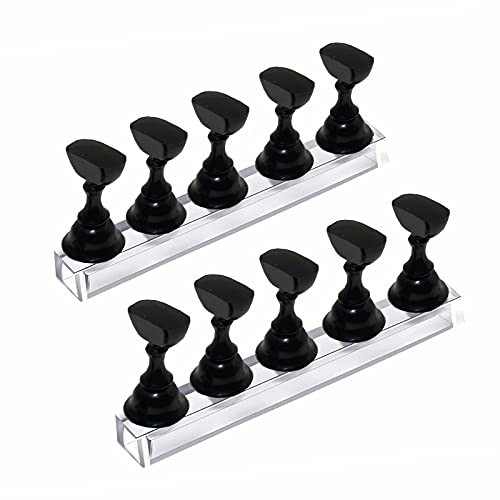 Treamlyn 10Pcs Nail Stand for Press on, Fake Acrylic Nail Stand, Nail Display Practice Stands with Magnetic Base, Nail Tip Holders for Salon and Home